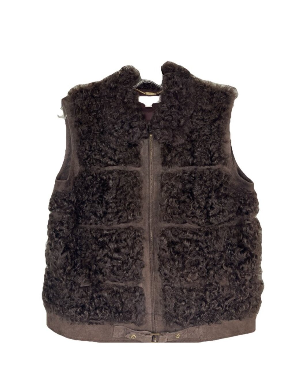 Vintage St John curly Lamb Shaggy Zip Best Fall 2005 Brown